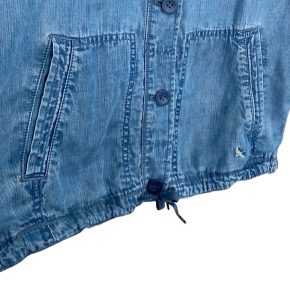 Eddie Bauer Lightweight Blue Chambray Jacket Sz S - Picture 5 of 10